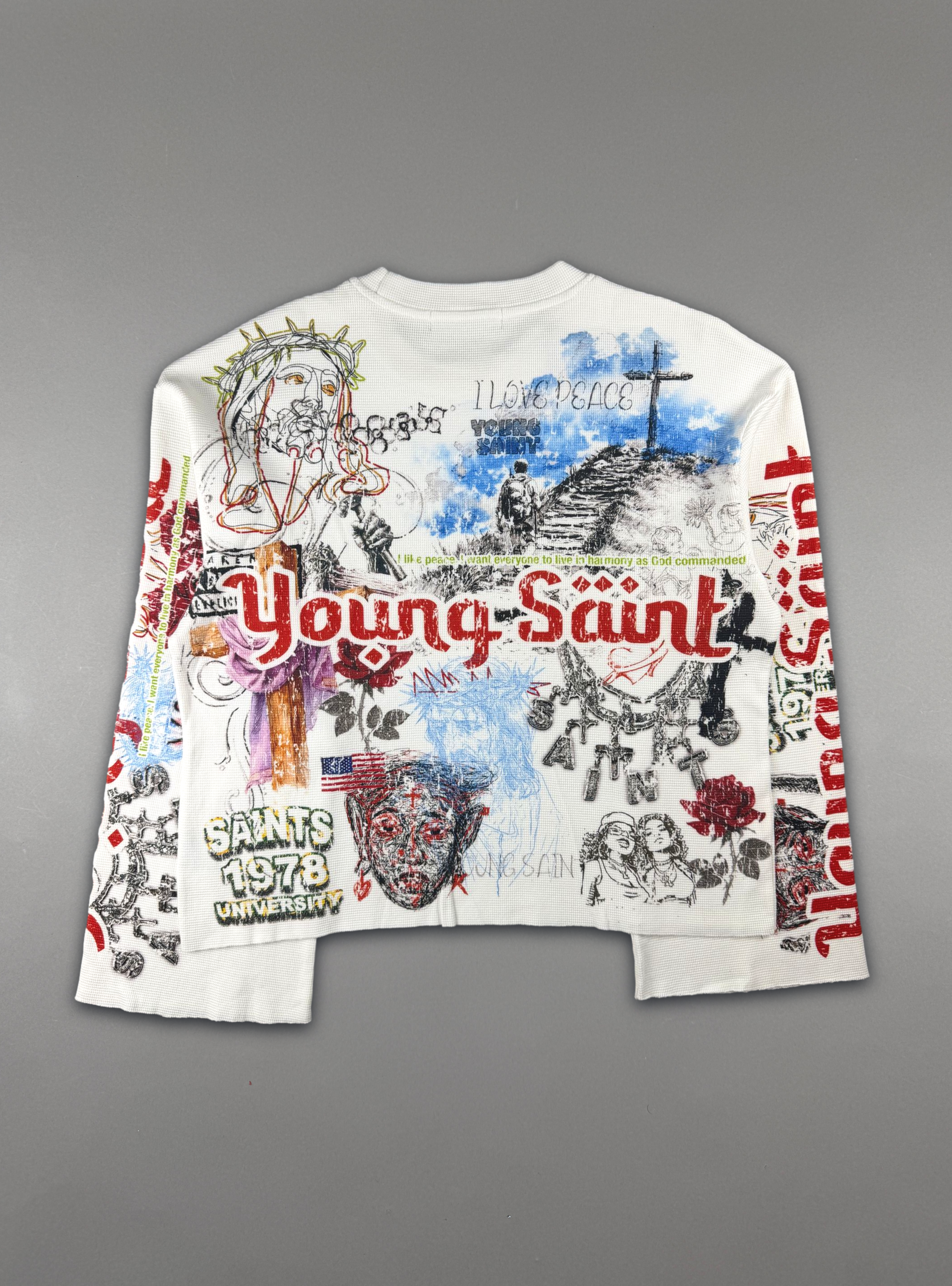 Young Saint West Saint Graffiti Shirt - White - SUM26-03