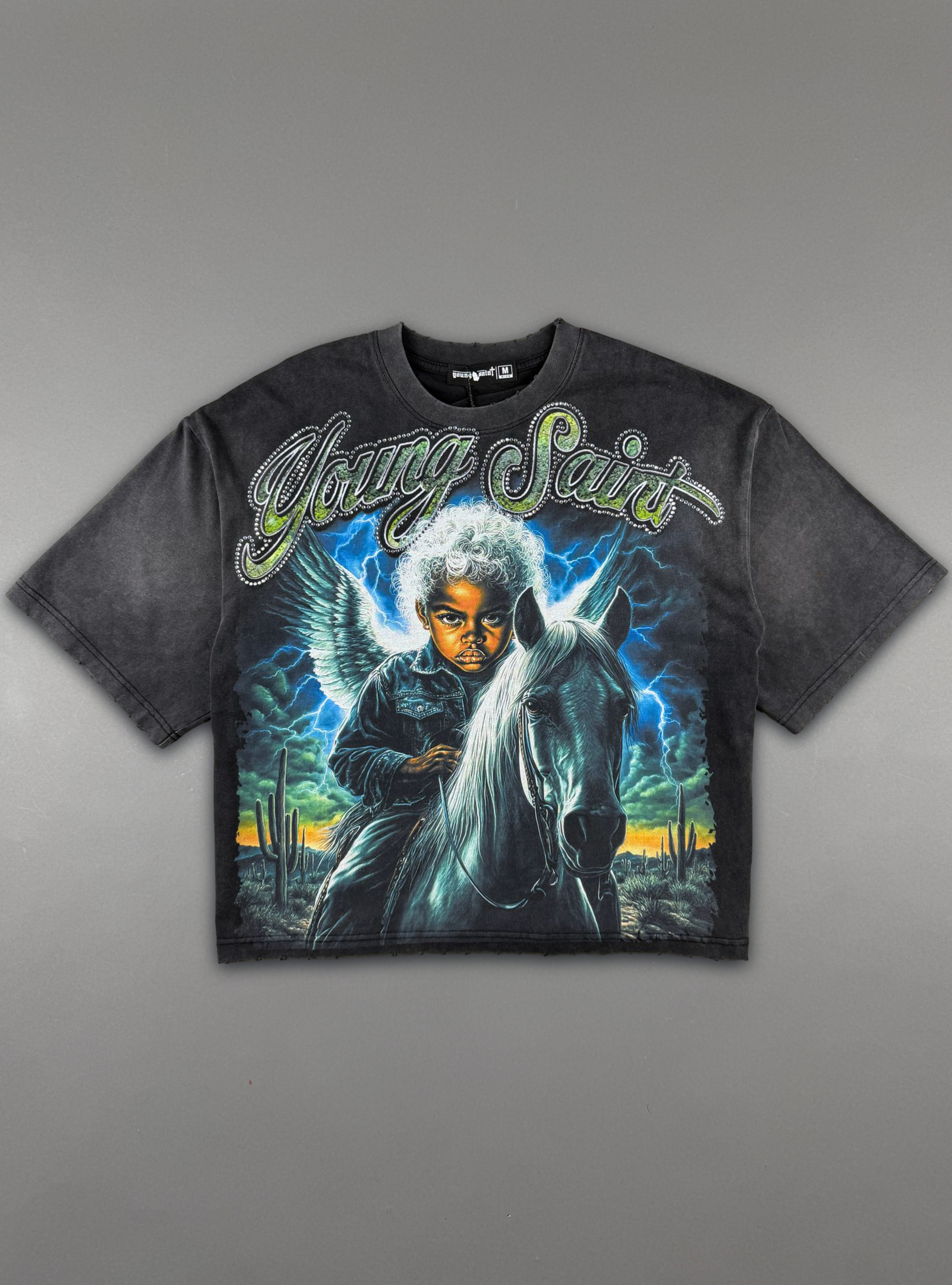 Young Saint Angel Doom Vintage T-Shirt - Black - SUM26-11